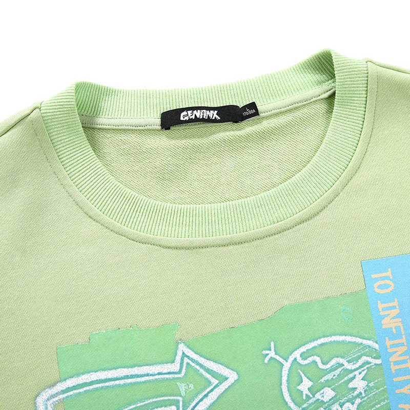 Green Fake Two Piece Spliced Plaid Sweatshirt