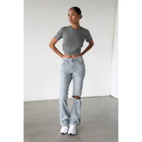 High Rise Flare Leg Denim Jeans-7101