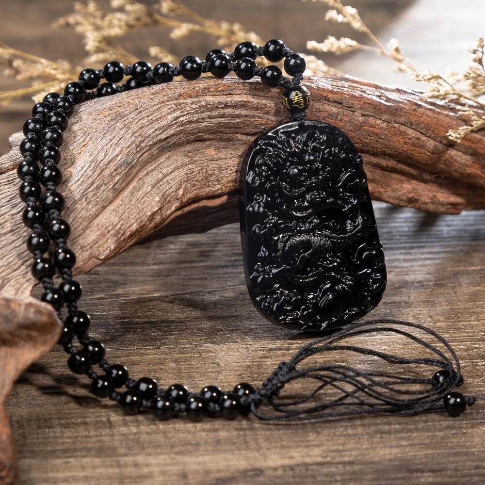 Obsidian Dragon Necklace
