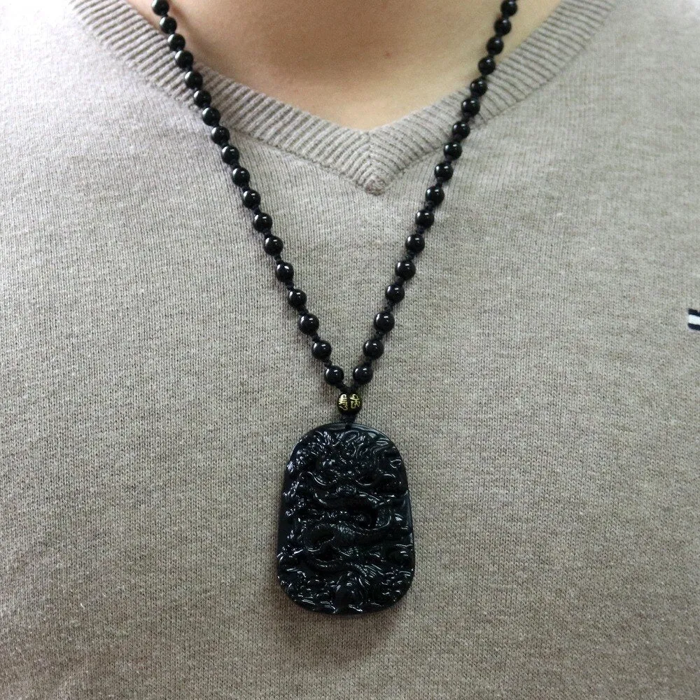 Obsidian Dragon Necklace
