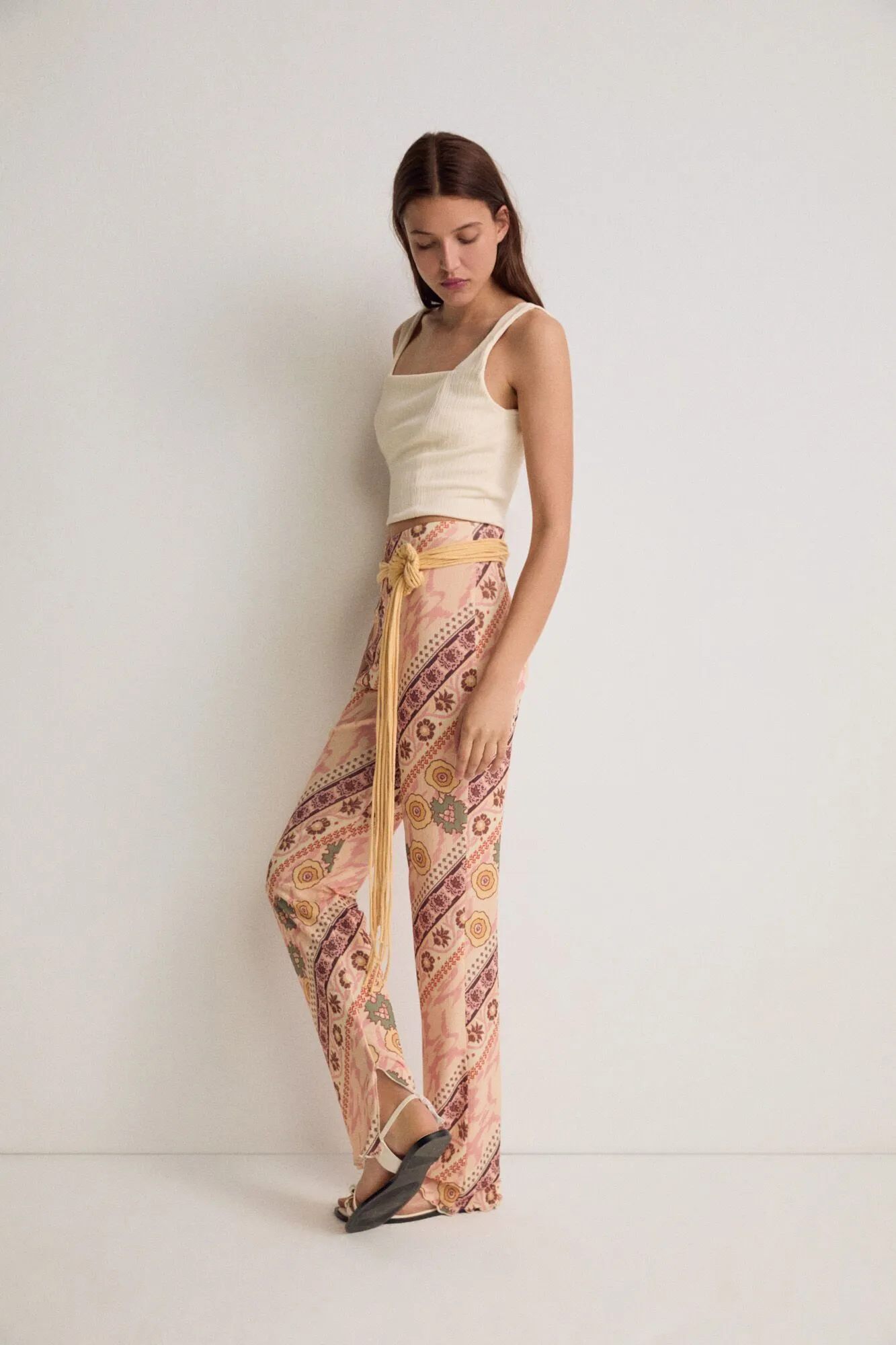 Pink Sorbe Ethnic Pattern Knitted Pants