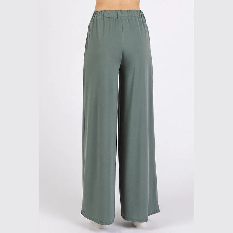Yoga Air Stretch Elastic Waist Wide Leg Pants